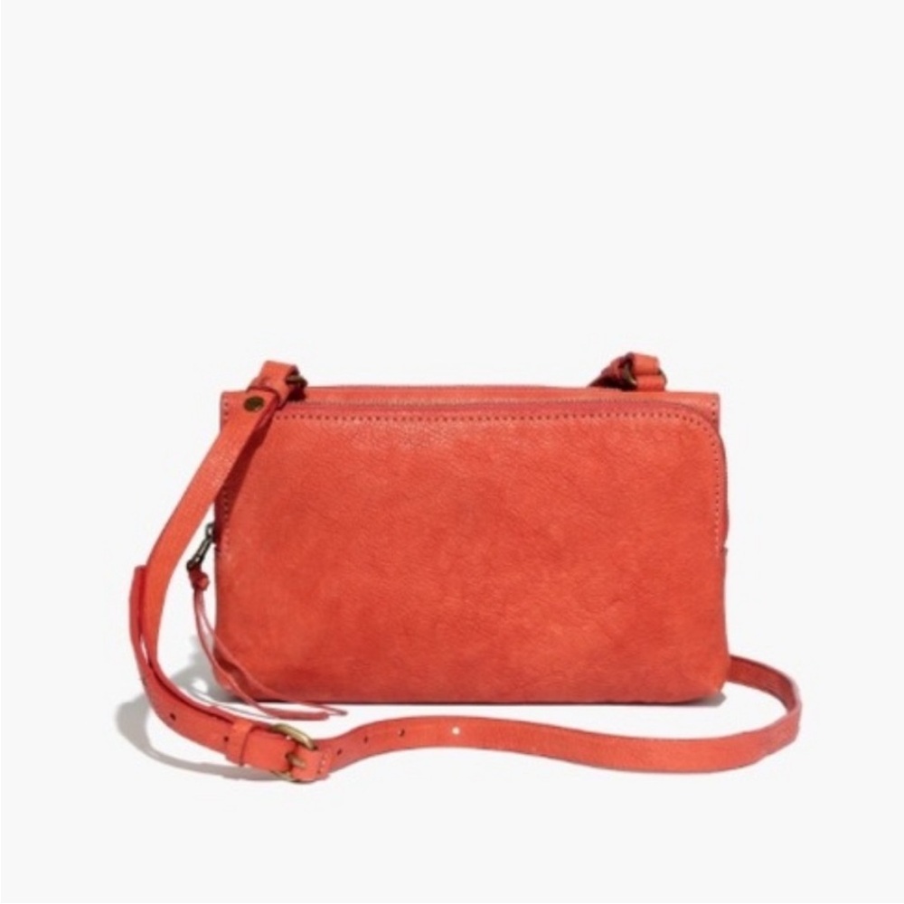 Madewell The Twin Pouch Crossbody Purse Burnt Sunset Orange